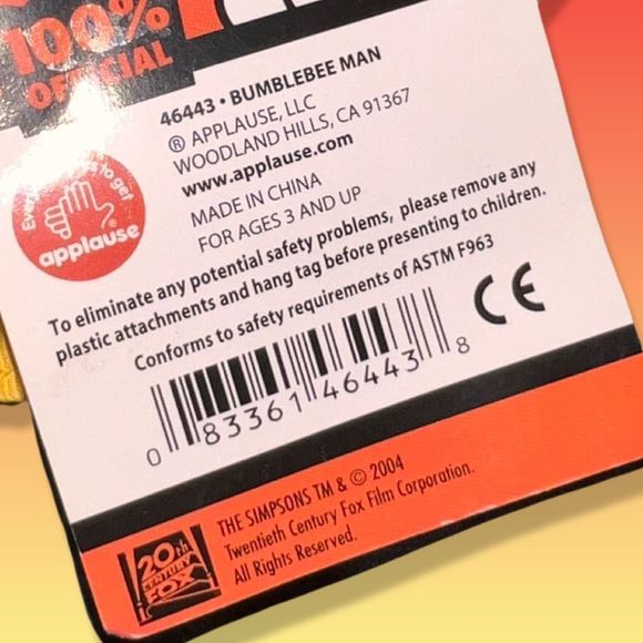 🎁 RARE NWT The Simpsons 14" Bubblebee Man Plush Toy Applause 20th Century Fox - Picture 4 of 4